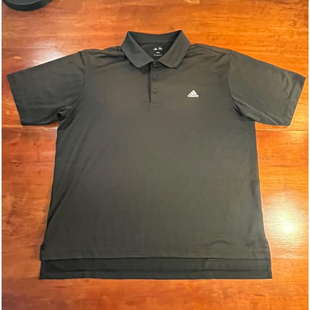 adidas Men’s Black Short Sleeve Polo Shirt Large Golf Workwear Sleek